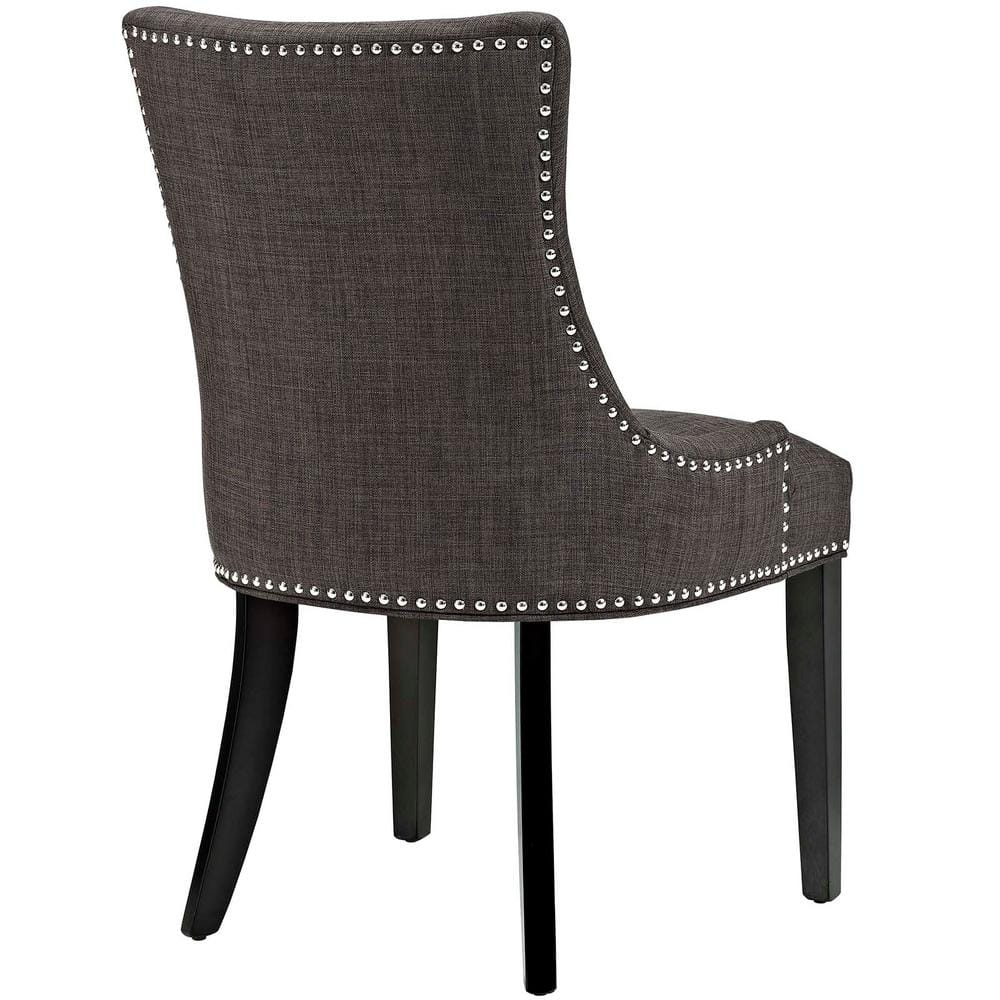 Regal Hourglass Brown Leather Parsons Side Chair with Nailhead Trim
