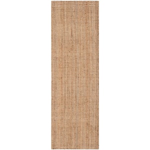 Natural Fiber Tan 2 ft. x 8 ft. Woven Cross Stitch Runner Rug