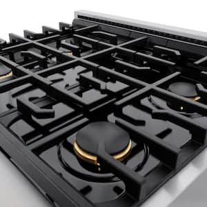 Autograph Edition 30 in. 4 Burner Gas Range in Fingerprint Resistant Stainless Steel and Matte Black Accents