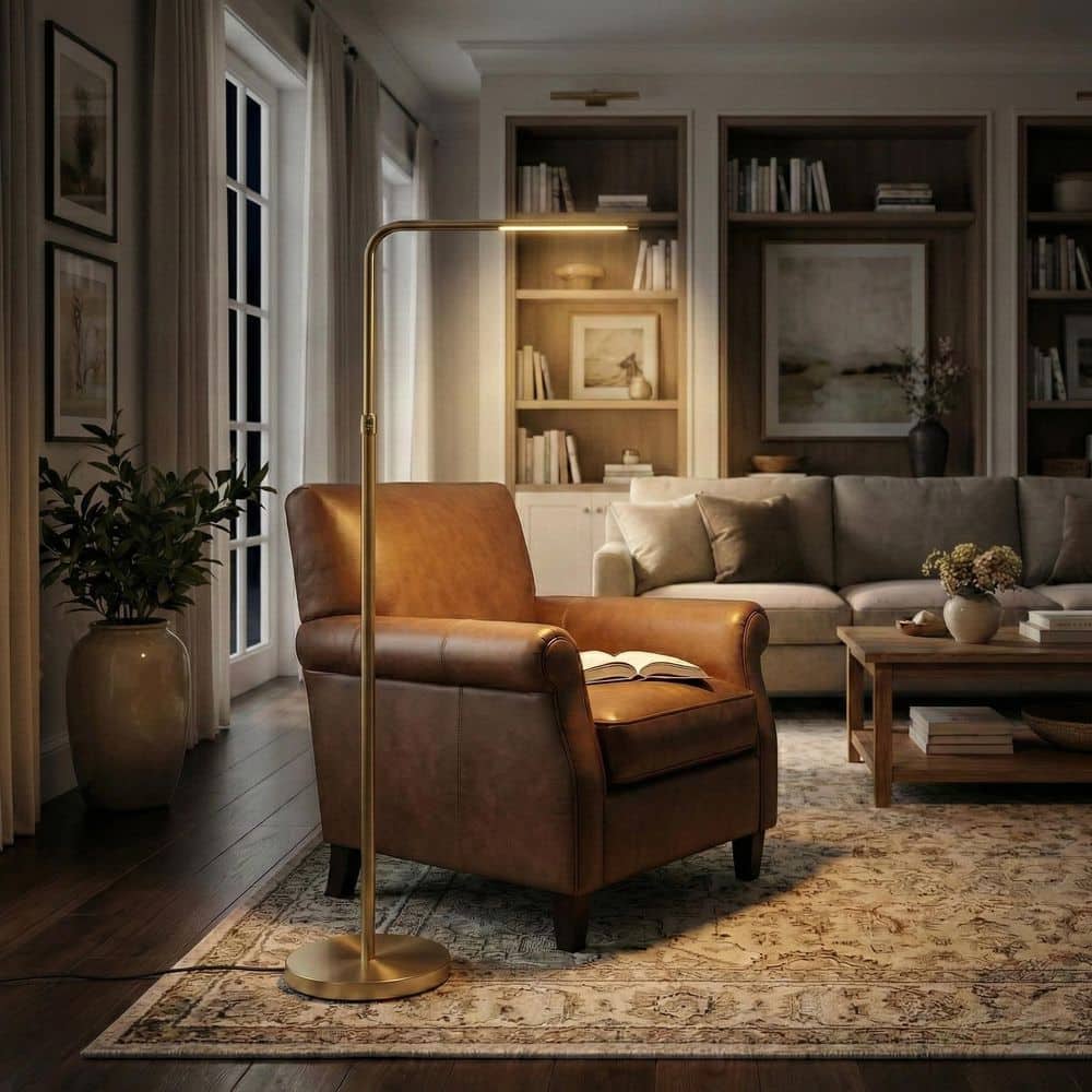 フローライトゴールド AIKVSXER 63 in. Brass Gold Standard LED Floor Lamp for Living Room