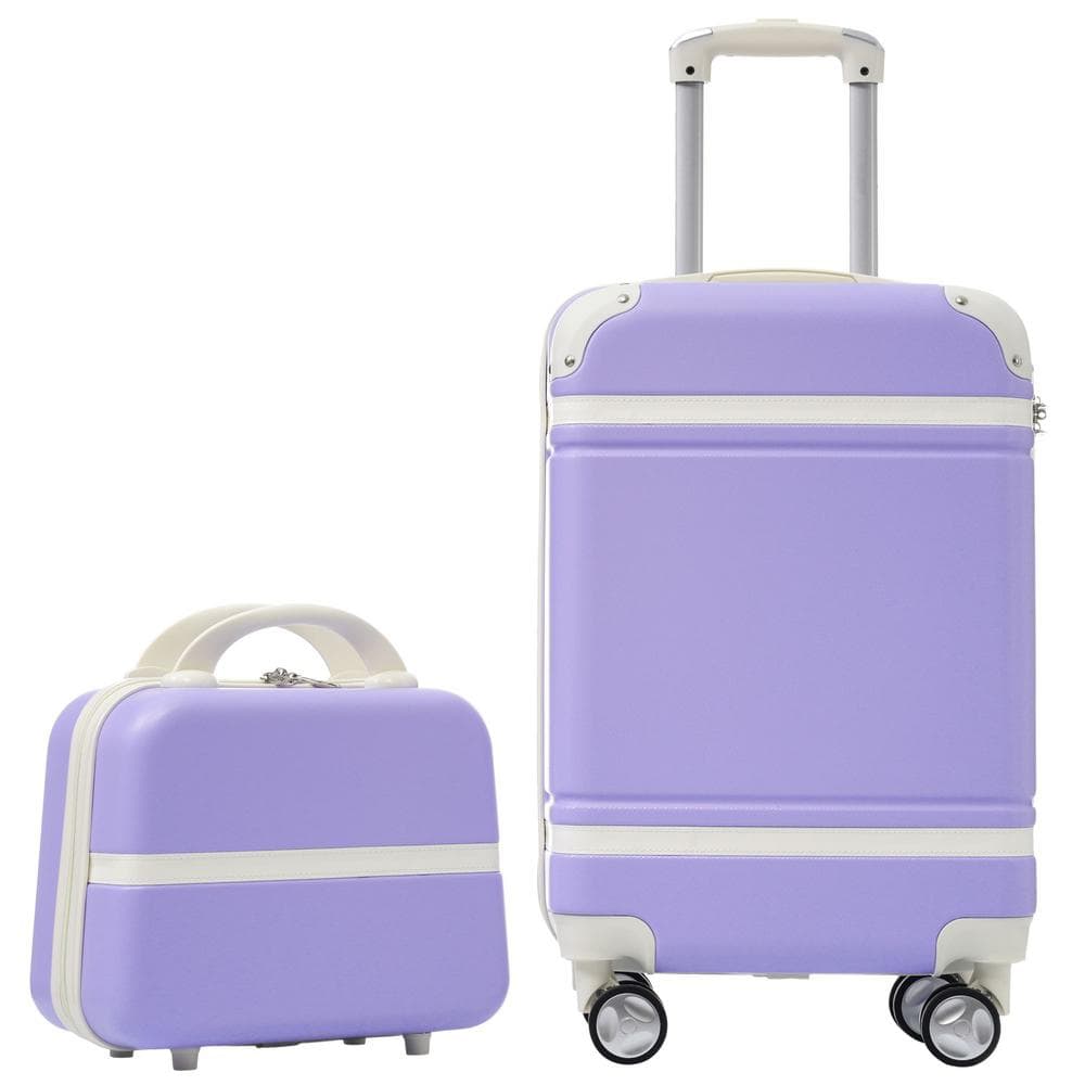 Aoibox 2-Piece 20 in. Purple Hardside Luggage Set with