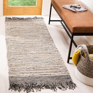 Vintage Leather Gray/Multi 2 ft. x 6 ft. Striped Runner Rug