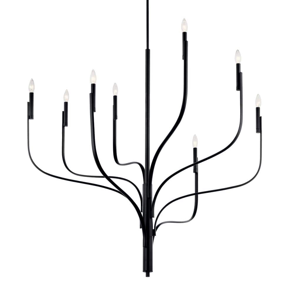 Black 8-Light Asymmetric Candle Chandelier