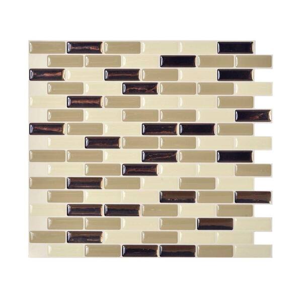 smart tiles 9.10 in. x 10.20 in. Vinyl Mosaic Peel and Stick Decorative Wall Tile Backsplash in Murano Dune