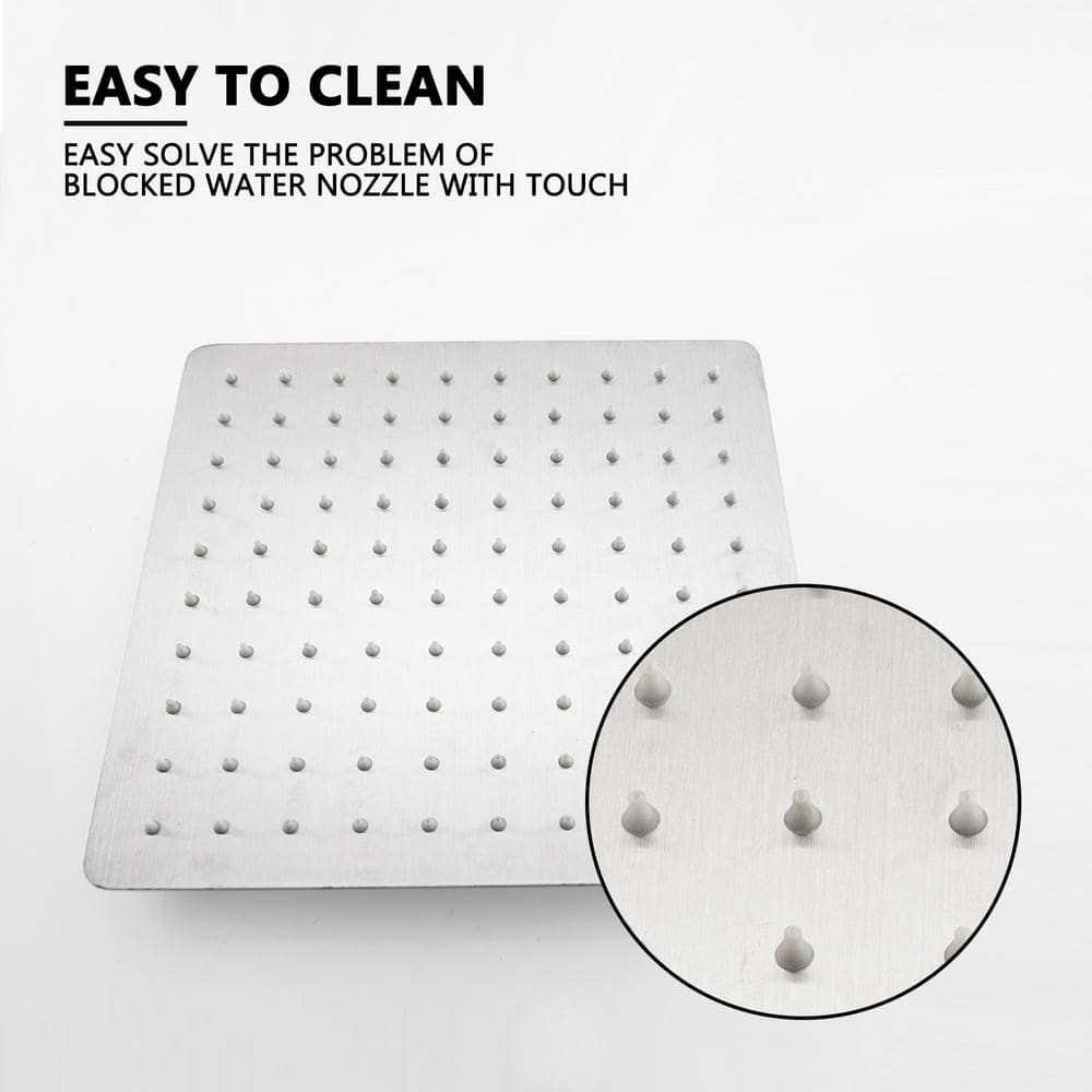 Brushed Nickel Wall-Mounted Rain Shower System with Handheld Head