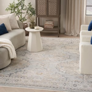 Nyle Light Blue 12 ft. x 16 ft. Distressed Transitional Area Rug