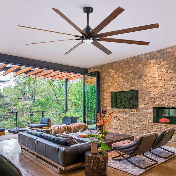 Avex 84 in. Black Standard Ceiling Fan with Remote Control and Dimmable Integrated LED