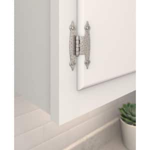 Satin Nickel 3/8 in (10 mm) Offset Non-Self Closing, Face Mount Cabinet Hinge (2-Pack)