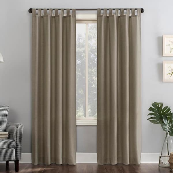 Sun Zero Jacob Heathered Texture Barley Polyester 40 in. W x 95 in. L Tab Top Light Filtering Curtain (Single Panel)