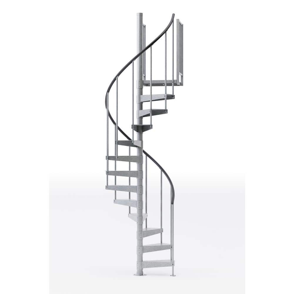 Mylen STAIRS Reroute Galvanized Exterior 42in Diameter Fits Height 110   Galvanized Mylen Stairs Deck Stair Railings Ec42z12v002 64 1000 