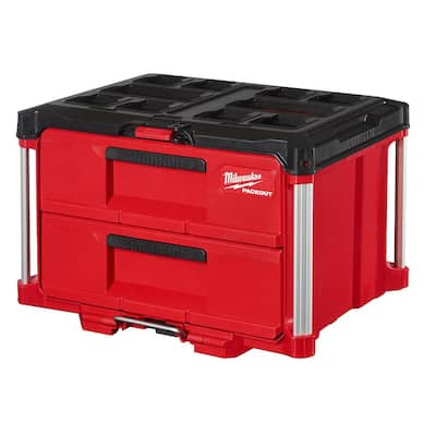 P.I.T. Portable 3 Drawer Steel Tool Box with Magnetic Locking Red Hand  Carry