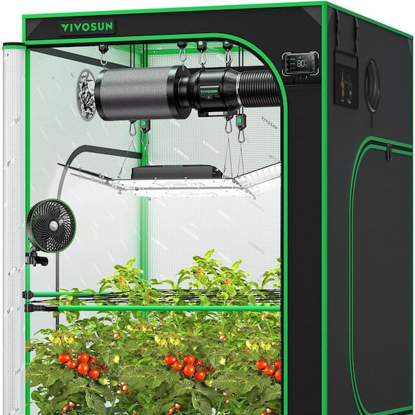 4 ft. x 4 ft. P448 Black Plus Smart Grow Tent Kit with 200W LED Grow Light and Enhanced Ventilation System
