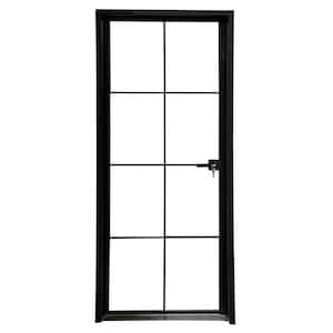 Teza Interior Door 37.5 in. x 80 in. Matte Black Aluminum Single Door 8 Lite Left Hand Inswing with Magnetic Lock