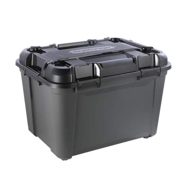 Buyers Products Heavy Duty Storage Bin 65 Gallon Capacity - Polyethylene -  Double Panel - Sloped Lid - 24 Inch x 36 Inch x 30 Inch