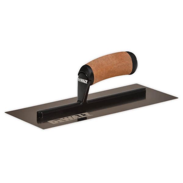 DEWALT 5.25 in. x 12 in. Stainless Steel Flat 0.7 mm Stainless Steel FLEX Trowel with Leather Composite Handle