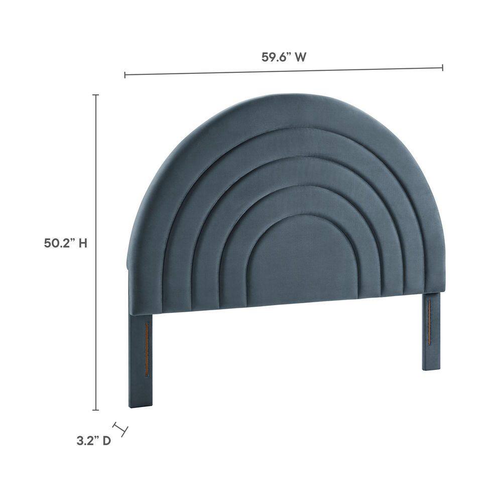 Cadet Blue Velvet Arched Full Headboard