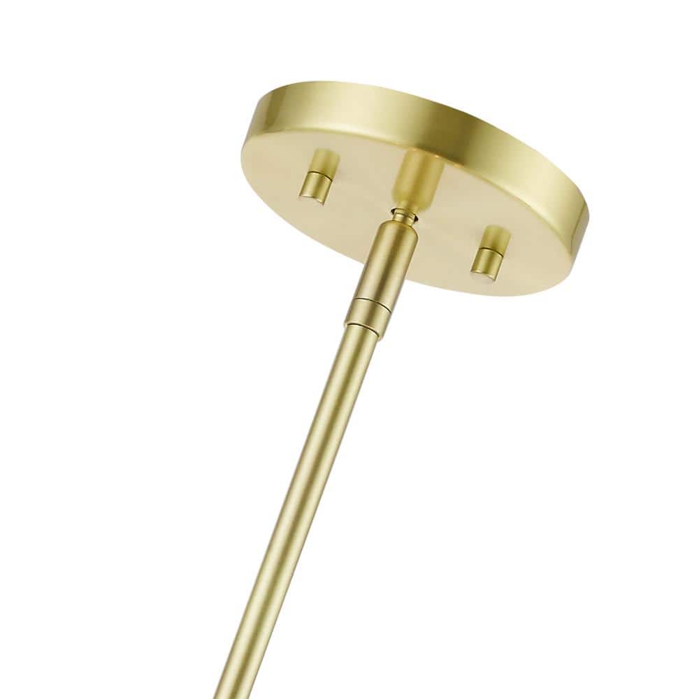 Mini Drum Satin Brass 4-Light Chandelier with Off-White Shade