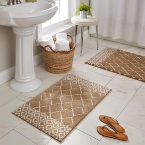 Horizon Fountainbleau Tan 21 in. x 34 in. Polyester Machine Washable Bath Mat