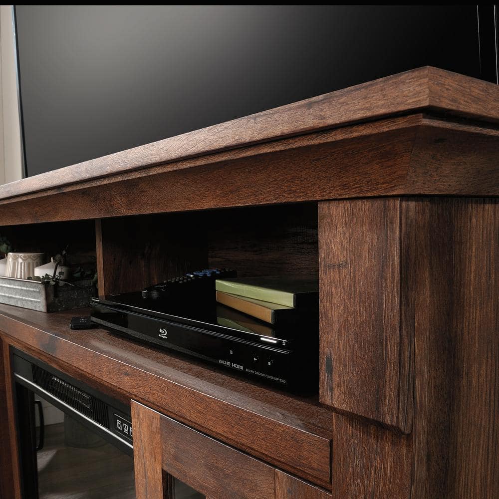 Vintage Oak Rustic Entertainment Center with Electric Fireplace