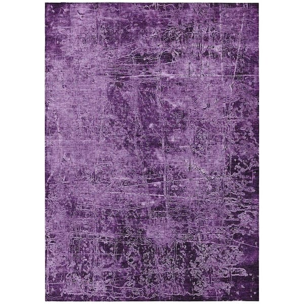 HomeRoots Purple 8 ft. x 10 ft. Woven Abstract Rectangle Indoor/Outdoor Area Rug
