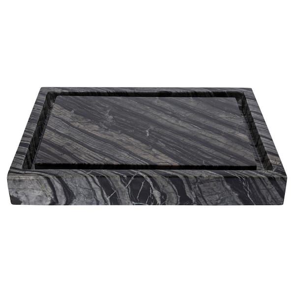Eden Bath Rectangular Infinity Pool Vessel Sink in Polished Wooden Black Marble