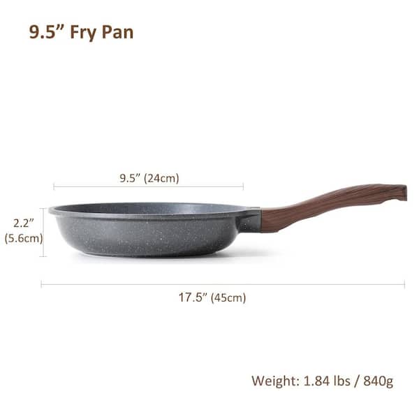 9.5 in. Stone Cookware Frying Pan Skillet with Nonstick, Swiss Granite Coating and Healthy for Cooking (1-Pack)