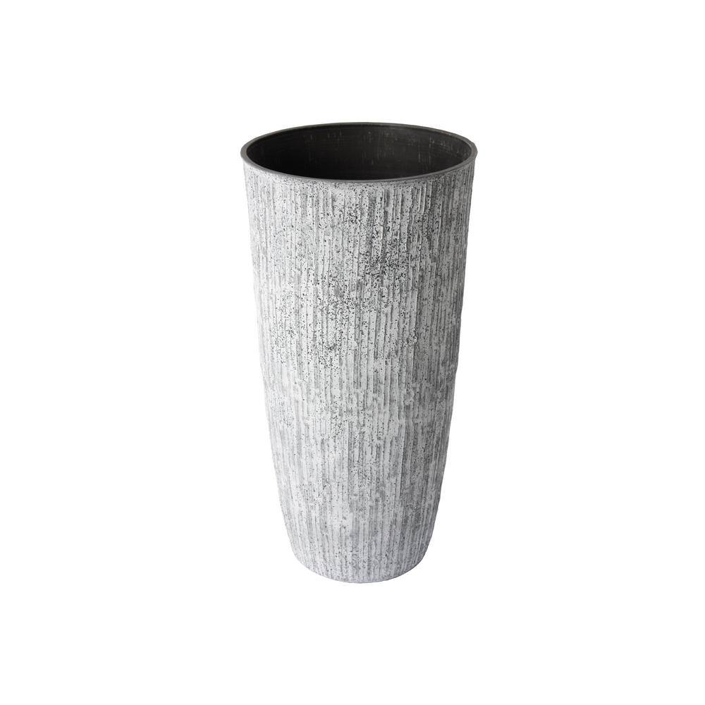 Tall White Bark Composite Planter with Drainage Holes