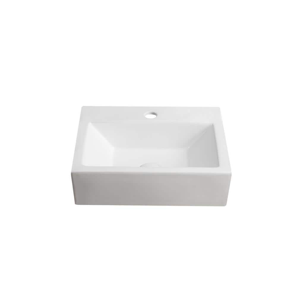 Elanti 17'' White Ceramic Wall-Mount Rectangular Sink