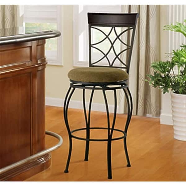 Linon Home Decor Curves 30 in. Metallic Brown Swivel Cushioned Bar Stool