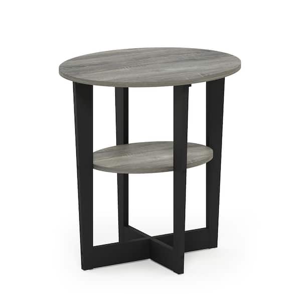 Furinno Jaya 19.5 in. French Oak Grey Oval End Table