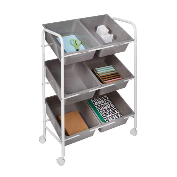 Honey-Can-Do 2-Shelf MDF Wheeled Extendable Craft Storage Cart in