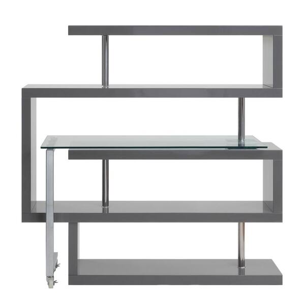 HomeRoots 55 in. L-Shape Gray Manufactured Wood Writing Desk