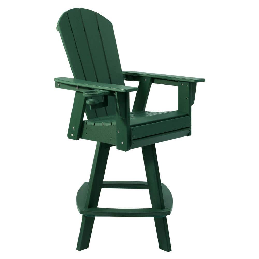 Laguna Fade Resistant Outdoor Patio HDPE Adirondack Swivel Bar Height Chair with Cup Holder, Dark Green price history on PriceWatchPro