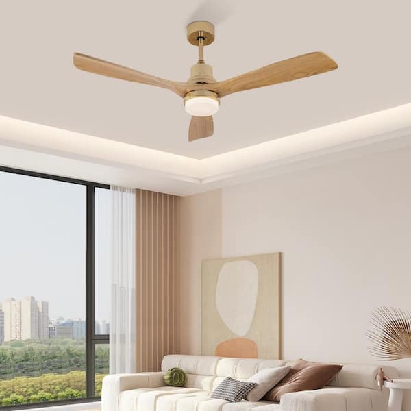 48 in. Integrated LED Indoor Reversible 6 Speeds Smart Timing Light Brown Ceiling Fan with Light and Remote