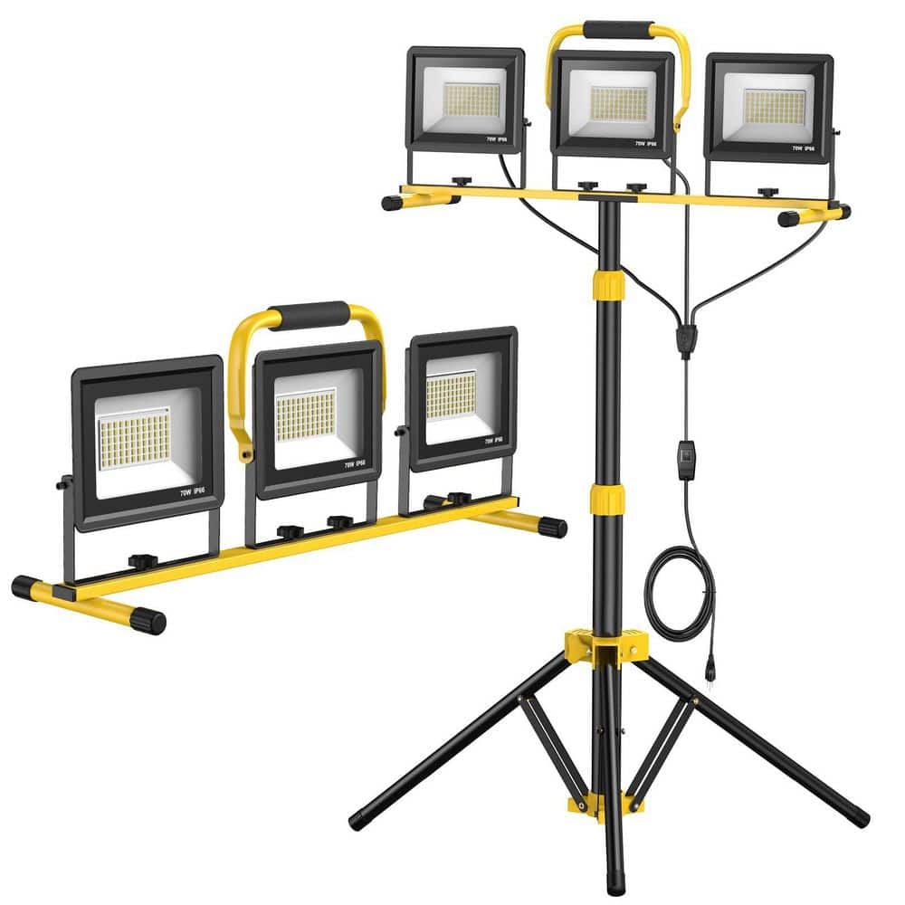 3-Head LED Work Light, 120 Volt, 21000 Lumen Corded Tripod Construction Light, 70 in. Adjustable Height, IP66 Waterproof price history on PriceWatchPro