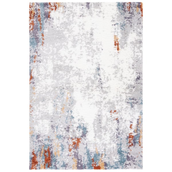 SAFAVIEH Berber Shag Blue Rust/Ivory 4 ft. x 6 ft. Distressed Area Rug