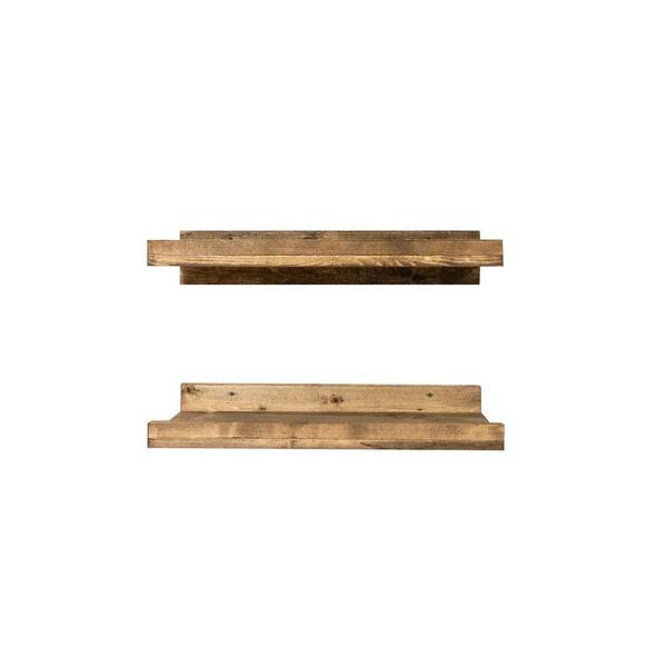 Del Hutson Designs Rustic Luxe 24 in. W x 10 in. D Floating Dark Walnut Decorative Shelves (Set