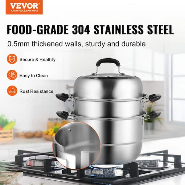 Food Steamer 3 Tier Stainless Vegetable Steamer Pot Three Layer