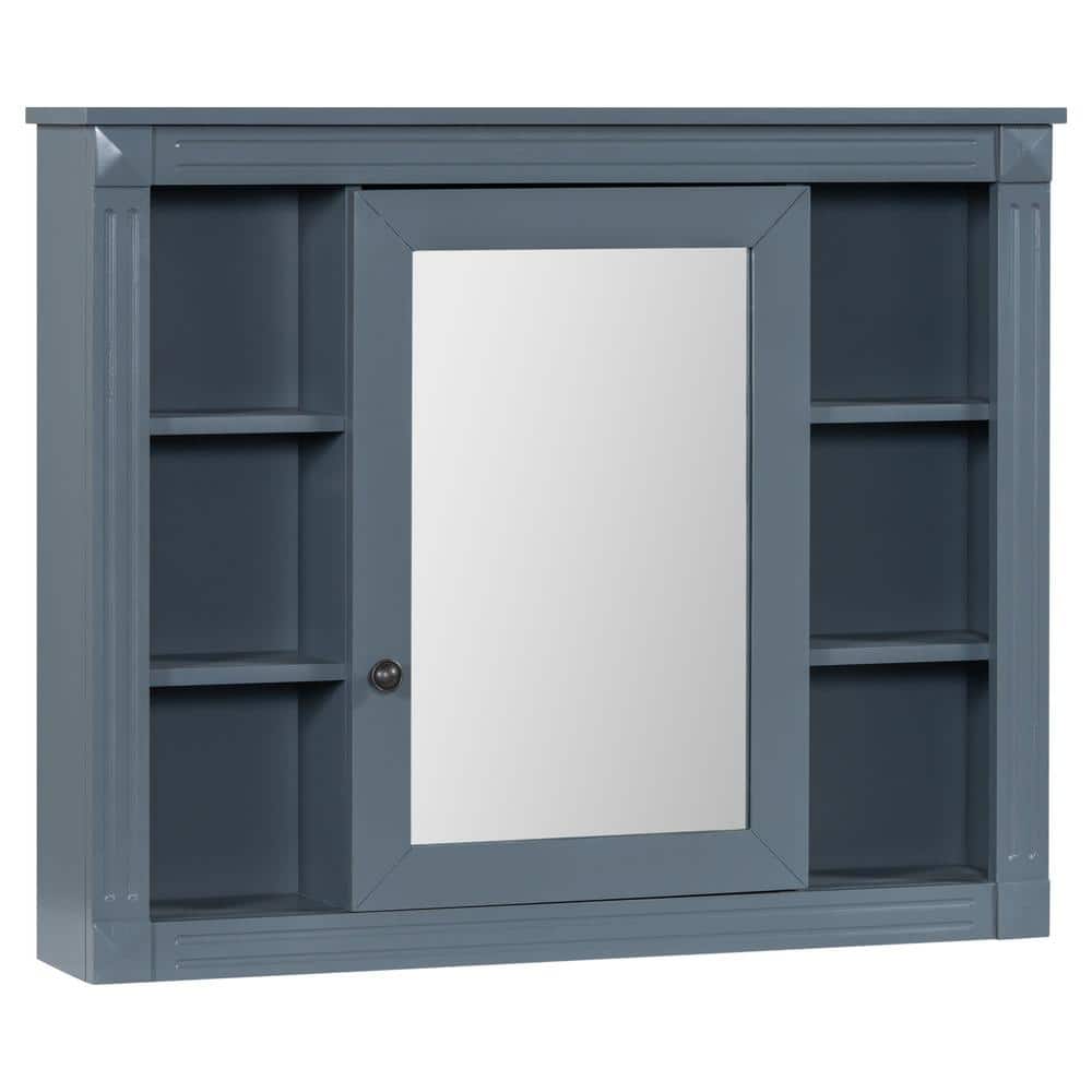 35 in. W x 28.7 in. H Rectangular MDF Medicine Cabinet with Mirror and Open