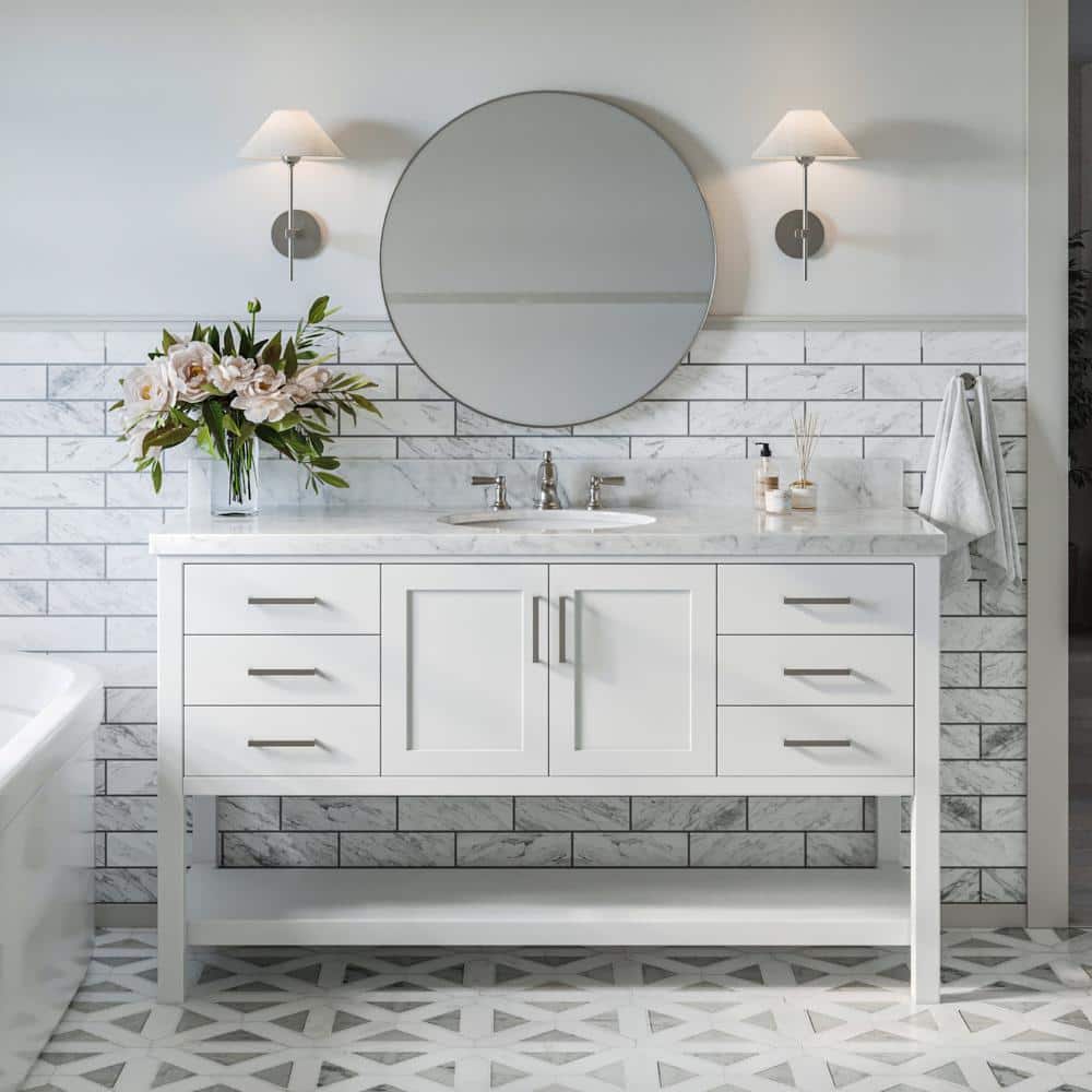 Magnolia 60'' White Single Freestanding Bathroom Vanity Base