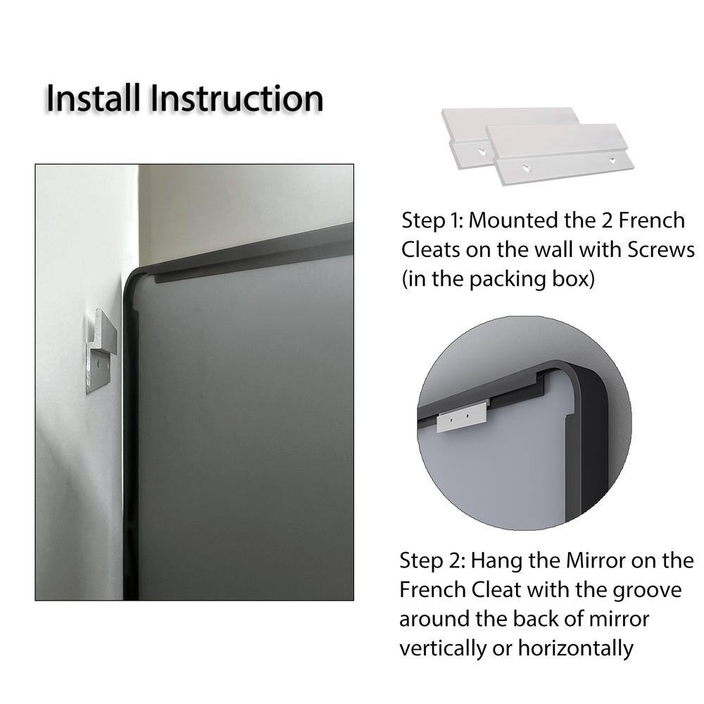 Matte Black Aluminum Rectangular Vanity Mirror 32x36 Inch