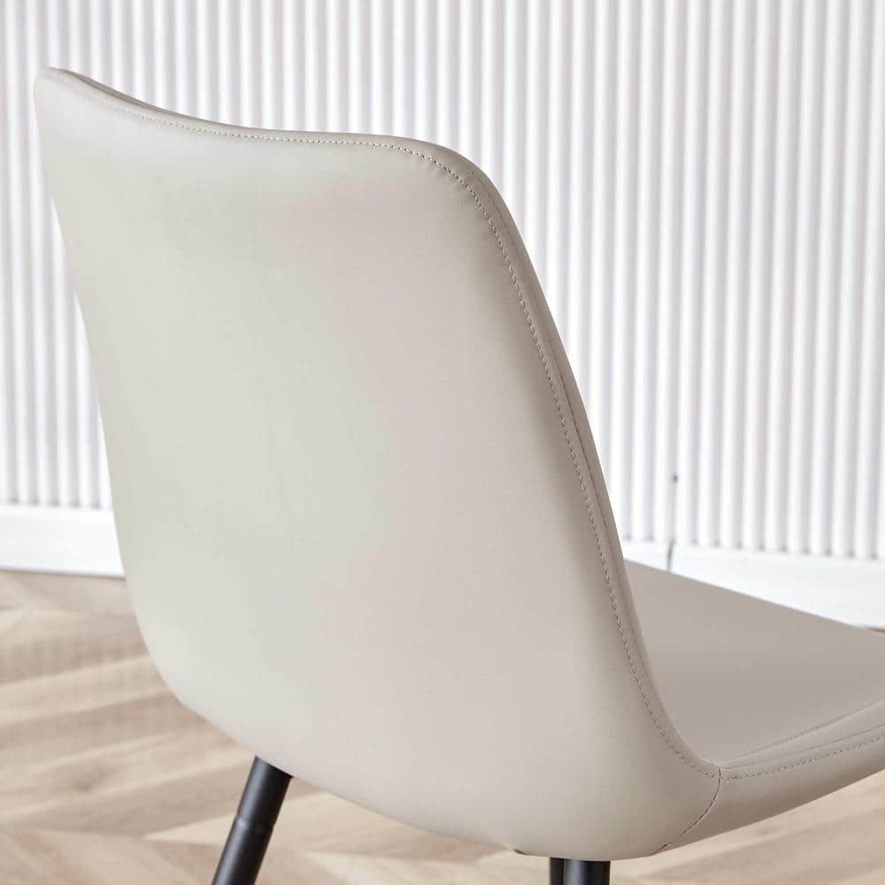 Light Gray Faux Leather High Back Side Chair with Metal Frame