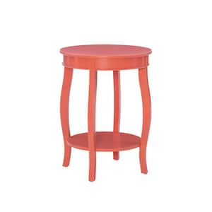 Justine 18 in. Coral Round Wood Side End Table with Shelf