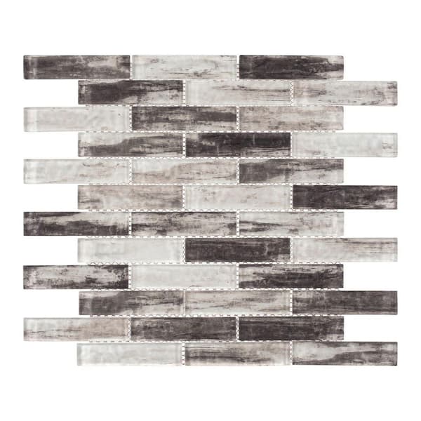 Giovan Jorell Gray/White 11-3/4 in. x 11-3/4 in. Textured Glass Brick Joint Mosaic Tile (4.8 sq. ft./Case)
