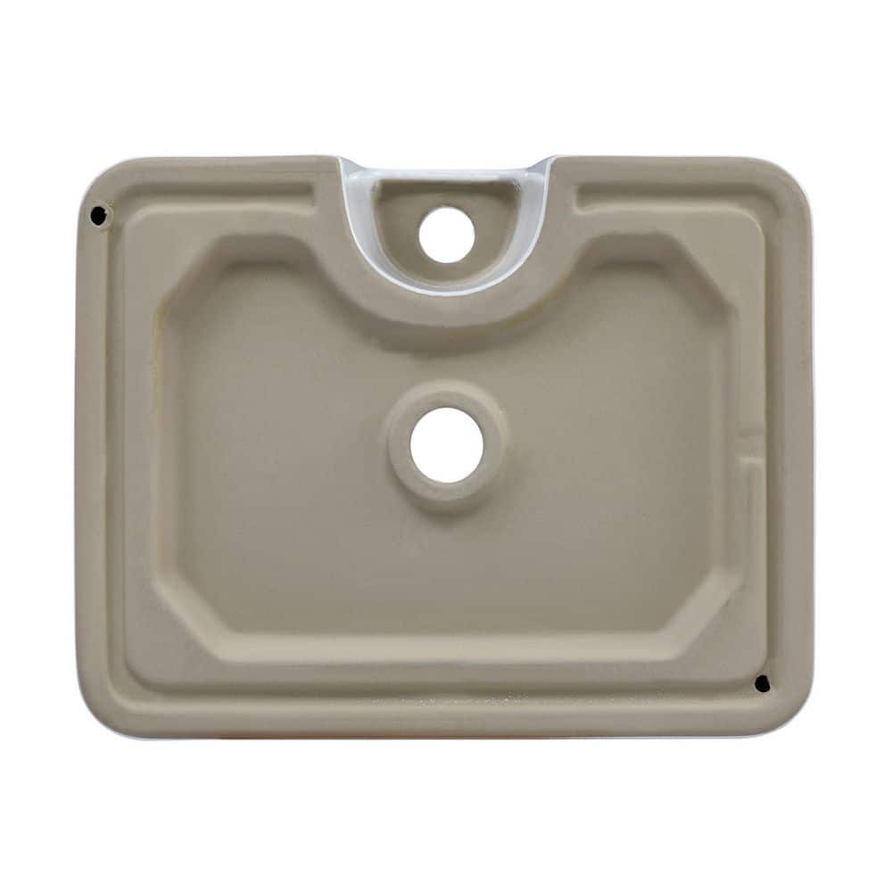 Glossy White Ceramic Above-Counter Vessel Sink, 19"