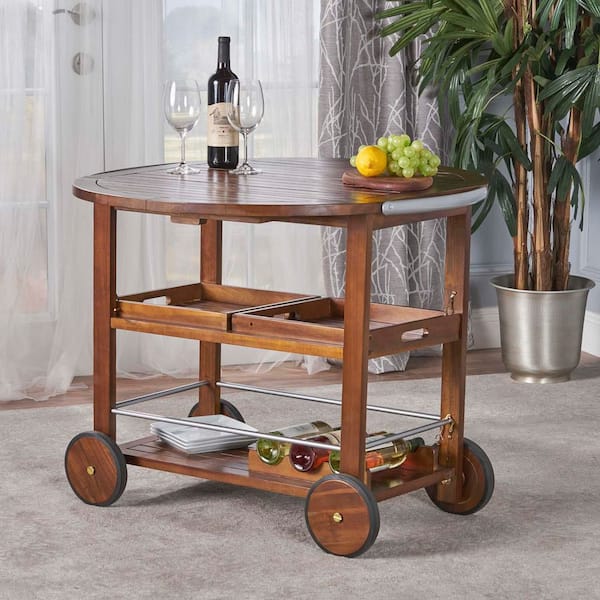 Unbranded Bar Cart, Serving Cart for Home, Microwave Cart, Drink Cart, Mobile Kitchen Utility Cart with Wine Rack and Glass Holder