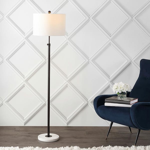 June 66 in. Oil Rubbed Bronze Metal/Marble Adjustable LED Floor Lamp