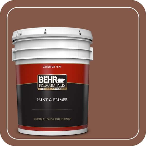 BEHR PREMIUM PLUS 5 gal. #QE-15 Iron Oxide Flat Exterior Paint & Primer