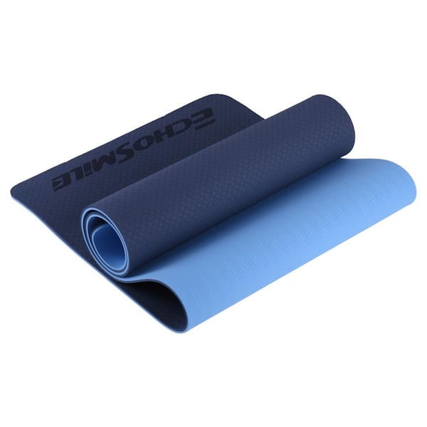 AndMakers EchoSmile Blue 24.02 in. W x 72.05 in. L x 0.24 in. H TPE Yoga  Mat (11.9 sq. ft.) TER-LDZ006BL - The Home Depot