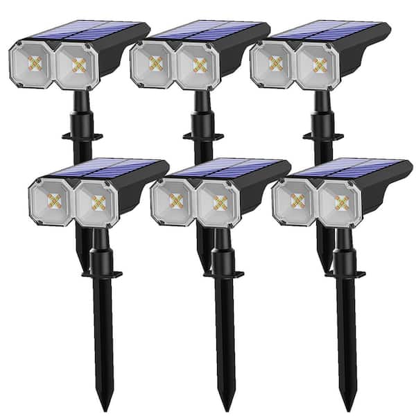 Honbei 6-Pack Black Integrated LED Weather Resistant Outdoor Landscape Path Light, Dusk to Dawn Solar Outdoor Ground Lights